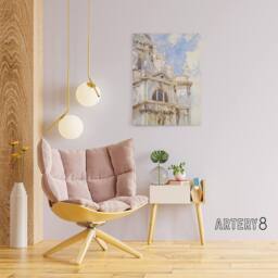 "Artery8 La Salute Church Venice Watercolour Sargent Canvas Wall Art Print - Size: W18"" x H24""" - thumbnail 3