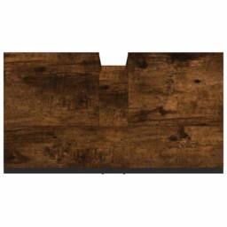 Berkfield Home Bathroom Sink Cabinet Smoked Oak 60x33x60 cm Engineered Wood in Brown - Size: 60 x 33 x 60 cm - thumbnail 9