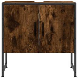 Berkfield Home Bathroom Sink Cabinet Smoked Oak 60x33x60 cm Engineered Wood in Brown - Size: 60 x 33 x 60 cm - thumbnail 5