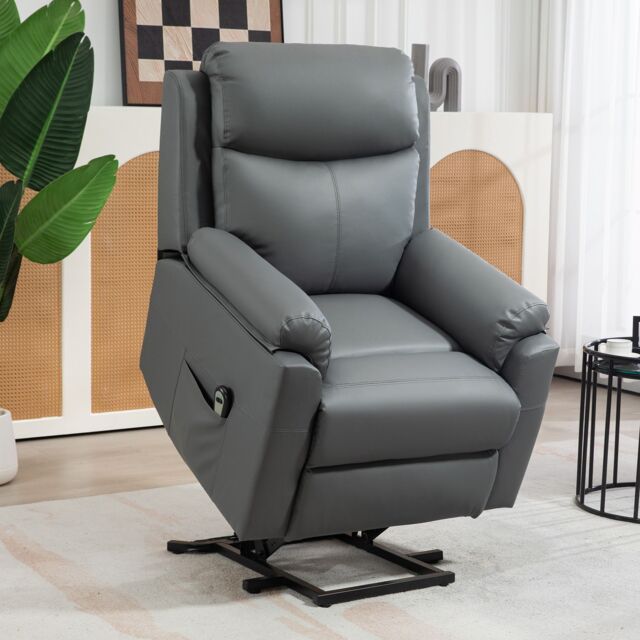 HOMCOM Power Lift Chair Electric Riser Recliner with Remote Control in Grey - image 1