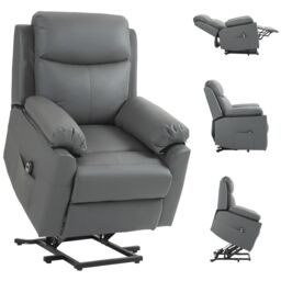 HOMCOM Power Lift Chair Electric Riser Recliner with Remote Control in Grey - thumbnail 2