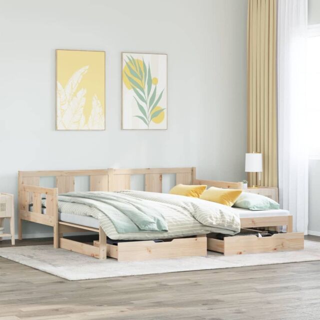 Berkfield Home Daybed with Trundle & Drawers without Mattress 80x200 cm in Brown - image 1