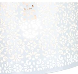 Happy Homewares Marrakech Designed Metal Pendant Light Shade with Floral Decoration in White - Size: 12 inches - thumbnail 3