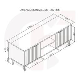 Mex Furniture LTD TV Unit Tide Crest 120cm - White & Gold - thumbnail 7
