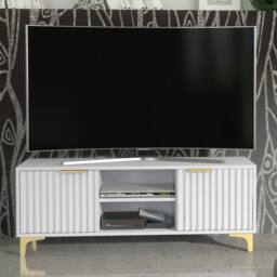 Mex Furniture LTD TV Unit Tide Crest 120cm - White & Gold
