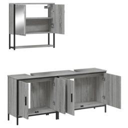 Berkfield Home 3 Piece Bathroom Furniture Set Grey Sonoma Engineered Wood - thumbnail 6
