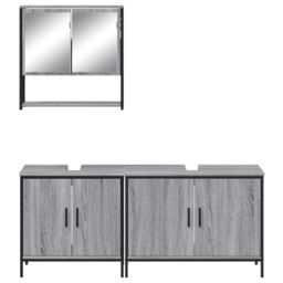 Berkfield Home 3 Piece Bathroom Furniture Set Grey Sonoma Engineered Wood - thumbnail 5