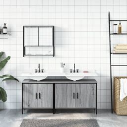 Berkfield Home 3 Piece Bathroom Furniture Set Grey Sonoma Engineered Wood - thumbnail 3