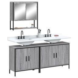 Berkfield Home 3 Piece Bathroom Furniture Set Grey Sonoma Engineered Wood - thumbnail 1