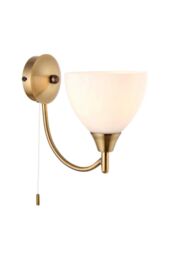 Netlighting Alton 1 Light Wall Light Antique Brass with Opal Glass Shade E14 in Gold - thumbnail 1
