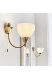 Netlighting Alton 1 Light Wall Light Antique Brass with Opal Glass Shade E14 in Gold - thumbnail 5