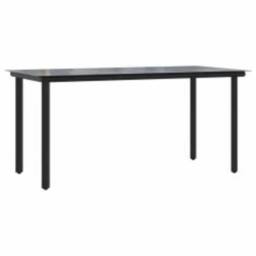 Berkfield Home 7 Piece Garden Dining Set Black Poly Rattan Glass - thumbnail 5