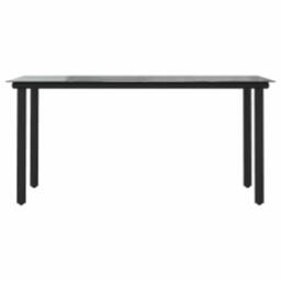Berkfield Home 7 Piece Garden Dining Set Black Poly Rattan Glass - thumbnail 7
