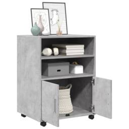 Berkfield Home Rolling Cabinet Concrete Grey 60x48x81 cm Engineered Wood - Size: 60 x 48 x 81 cm - thumbnail 3