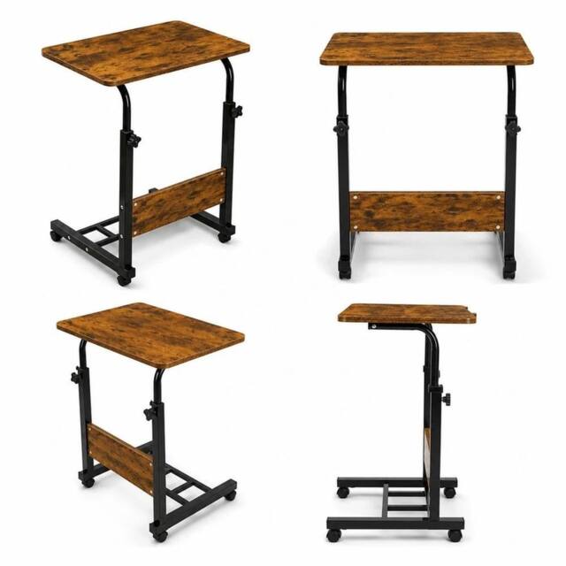 FLAVORA Walnut With Black Frame-Adjustable Laptop Table Desk - Size: 0.6m2 - image 1