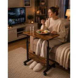 FLAVORA Walnut With Black Frame-Adjustable Laptop Table Desk - Size: 0.6m2 - thumbnail 3