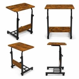FLAVORA Walnut With Black Frame-Adjustable Laptop Table Desk - Size: 0.6m2