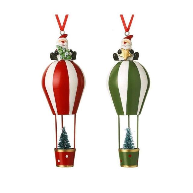 Garden Greatness Set Of 2 Hanging Santa Hot Air Balloon Tree Decor - Size: 1 Pack