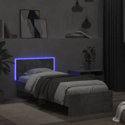 Berkfield Home Bed Frame without Mattress with LED Lights Concrete Grey 90x200 cm - thumbnail 4