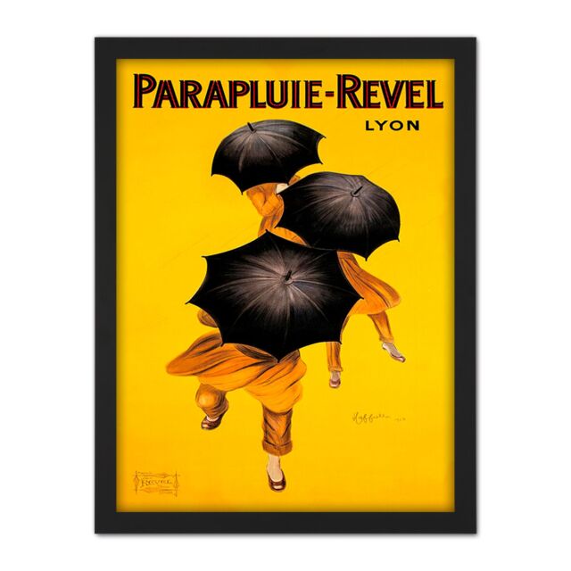 "Artery8 Wall Art Print Parapluie Revel Umbrella Rain Lyon France Large Framed Wall Décor Art in Light Oak - Size: W18"" x H24""" - image 1