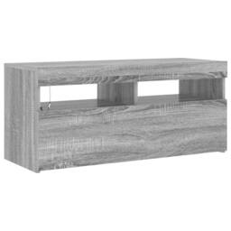 Berkfield Home TV Cabinet with LED Lights Grey Sonoma 90x35x40 cm - Size: 90 x 35 x 40 cm - thumbnail 6