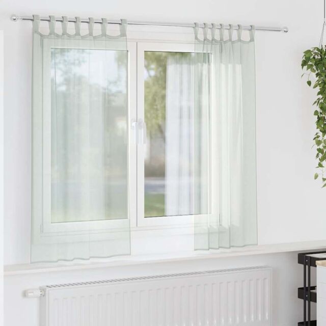 Berkfield Home Voile Curtains with Loops 2 pcs Light Grey 140x175 cm - image 1