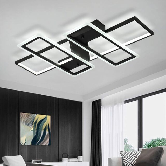 Garwarm Ceiling Light, Modern 95W LED Flush Mount Ceiling Lamp, 4 Squares Black Metal Acrylic Ceiling Light Fixture - image 1