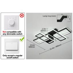 Garwarm Ceiling Light, Modern 95W LED Flush Mount Ceiling Lamp, 4 Squares Black Metal Acrylic Ceiling Light Fixture - thumbnail 4