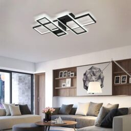 Garwarm Ceiling Light, Modern 95W LED Flush Mount Ceiling Lamp, 4 Squares Black Metal Acrylic Ceiling Light Fixture - thumbnail 2