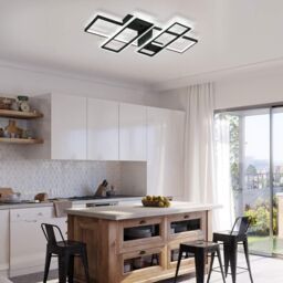 Garwarm Ceiling Light, Modern 95W LED Flush Mount Ceiling Lamp, 4 Squares Black Metal Acrylic Ceiling Light Fixture - thumbnail 3