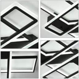 Garwarm Ceiling Light, Modern 95W LED Flush Mount Ceiling Lamp, 4 Squares Black Metal Acrylic Ceiling Light Fixture - thumbnail 5