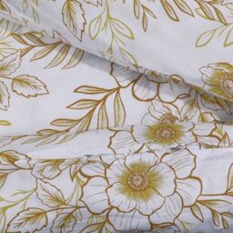 Berkfield Home Duvet Cover Set White & Brown 200x200 cm Cotton - thumbnail 4