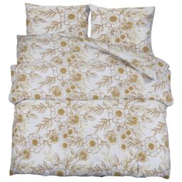 Berkfield Home Duvet Cover Set White & Brown 200x200 cm Cotton - thumbnail 2