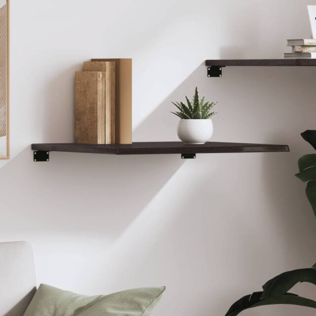Berkfield Home Wall Shelf Dark Grey 60x50x2 cm Treated Solid Wood Oak - Size: 60 x 50 x 2 cm - image 1