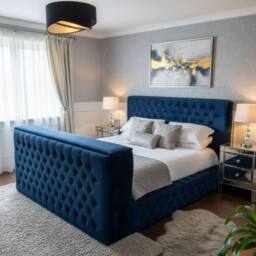 Stratus Interiors Ambassador TV Bed with Built-In Lift Luxury Non Storage Design in Blue - Size: Super King - thumbnail 1