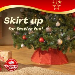 Christmas Village Diamond Glossy Christmas Tree Skirt in Red - Size: 1 Pack - thumbnail 2