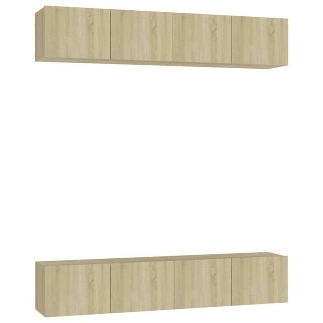 Berkfield Home TV Cabinets 4 pcs Sonoma Oak 80x30x30 cm Engineered Wood in Light Tan - Size: 80 x 30 x 30 cm - image 1
