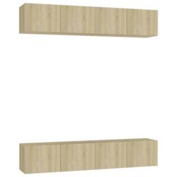Berkfield Home TV Cabinets 4 pcs Sonoma Oak 80x30x30 cm Engineered Wood in Light Tan - Size: 80 x 30 x 30 cm - thumbnail 1