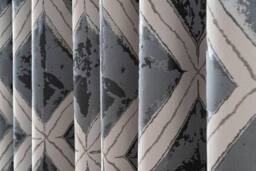 Luxury Living Luxury Diamond Jacquard Metallic Fully Lined Ring Top Curtains in Charcoal - Size: 168 cm width x 137 cm drop - thumbnail 8