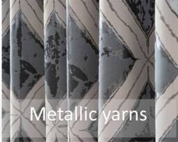 Luxury Living Luxury Diamond Jacquard Metallic Fully Lined Ring Top Curtains in Charcoal - Size: 168 cm width x 137 cm drop - thumbnail 4