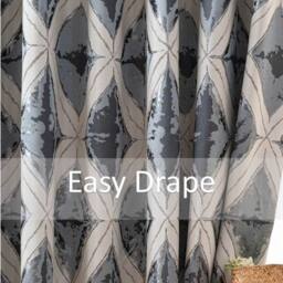Luxury Living Luxury Diamond Jacquard Metallic Fully Lined Ring Top Curtains in Charcoal - Size: 168 cm width x 137 cm drop - thumbnail 2