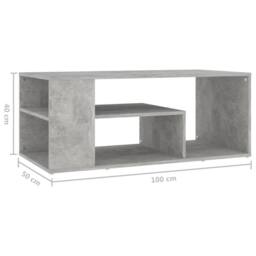 Berkfield Home Coffee Table Concrete Grey 100x50x40 cm Engineered Wood - Size: 100 x 50 x 40 cm - thumbnail 6