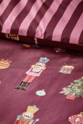 Catherine Lansfield 'Christmas Nutcracker Stripe' Reversible Duvet Cover Set in Plum - Size: King - thumbnail 4