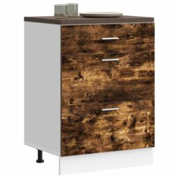 Berkfield Home Kitchen Base Cabinet Smoked Oak Engineered Wood in Brown - thumbnail 1