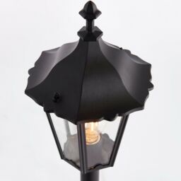 Loops Outdoor Lamp Post Lantern Bollard Light Matt Black & Glass 1m Tall Garden LED - thumbnail 3