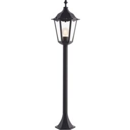 Loops Outdoor Lamp Post Lantern Bollard Light Matt Black & Glass 1m Tall Garden LED