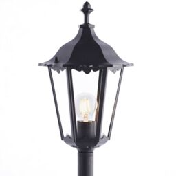 Loops Outdoor Lamp Post Lantern Bollard Light Matt Black & Glass 1m Tall Garden LED - thumbnail 4