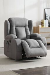 More4Homes Caesar Grey Technology Fabric Electric Recliner Heat & Massage Chair - thumbnail 6