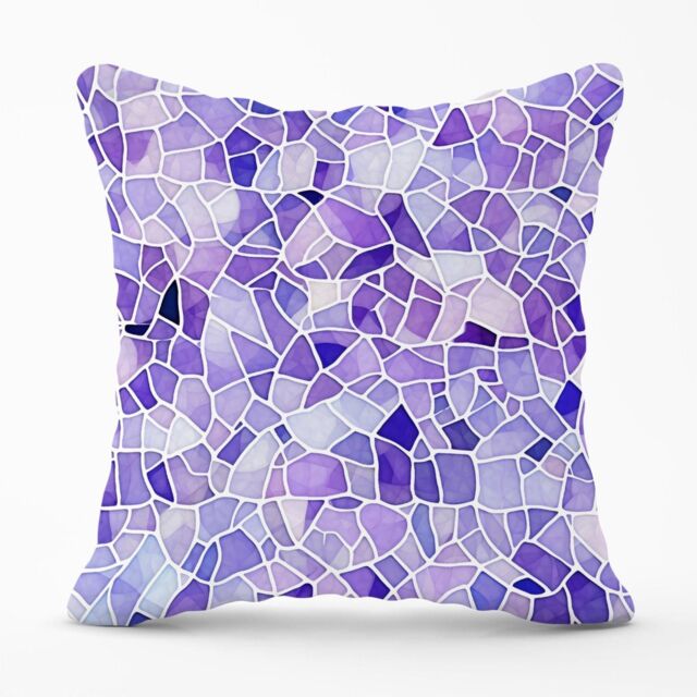 Warren Reed - Designer Purple & White Mosaic Design Outdoor Cushion - Size: 60 cm x 60 cm - image 1