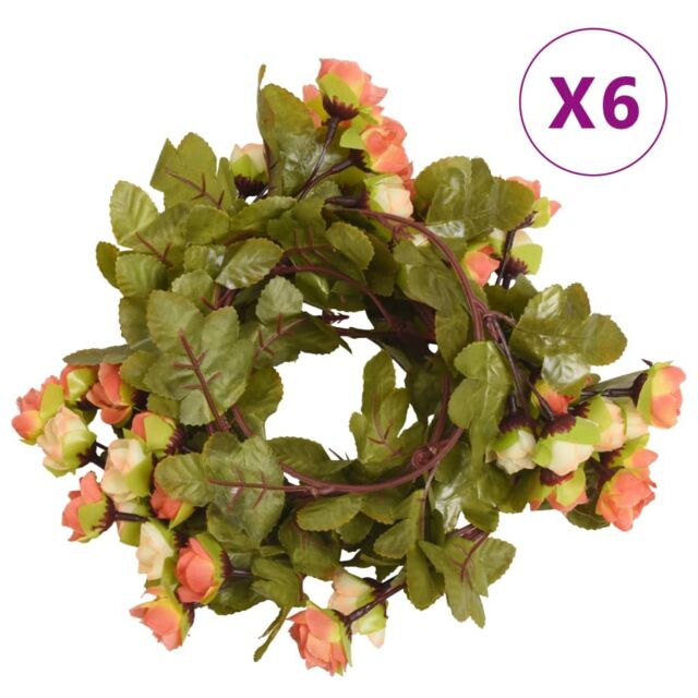 Berkfield Home Christmas Flower Garlands 6 pcs Sunset Red 215 cm - image 1